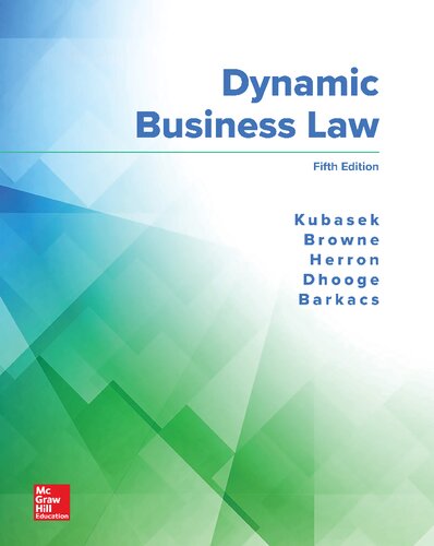 Dynamic Business Law 5th Edition Nancy K Kubasek M Neil Browne
