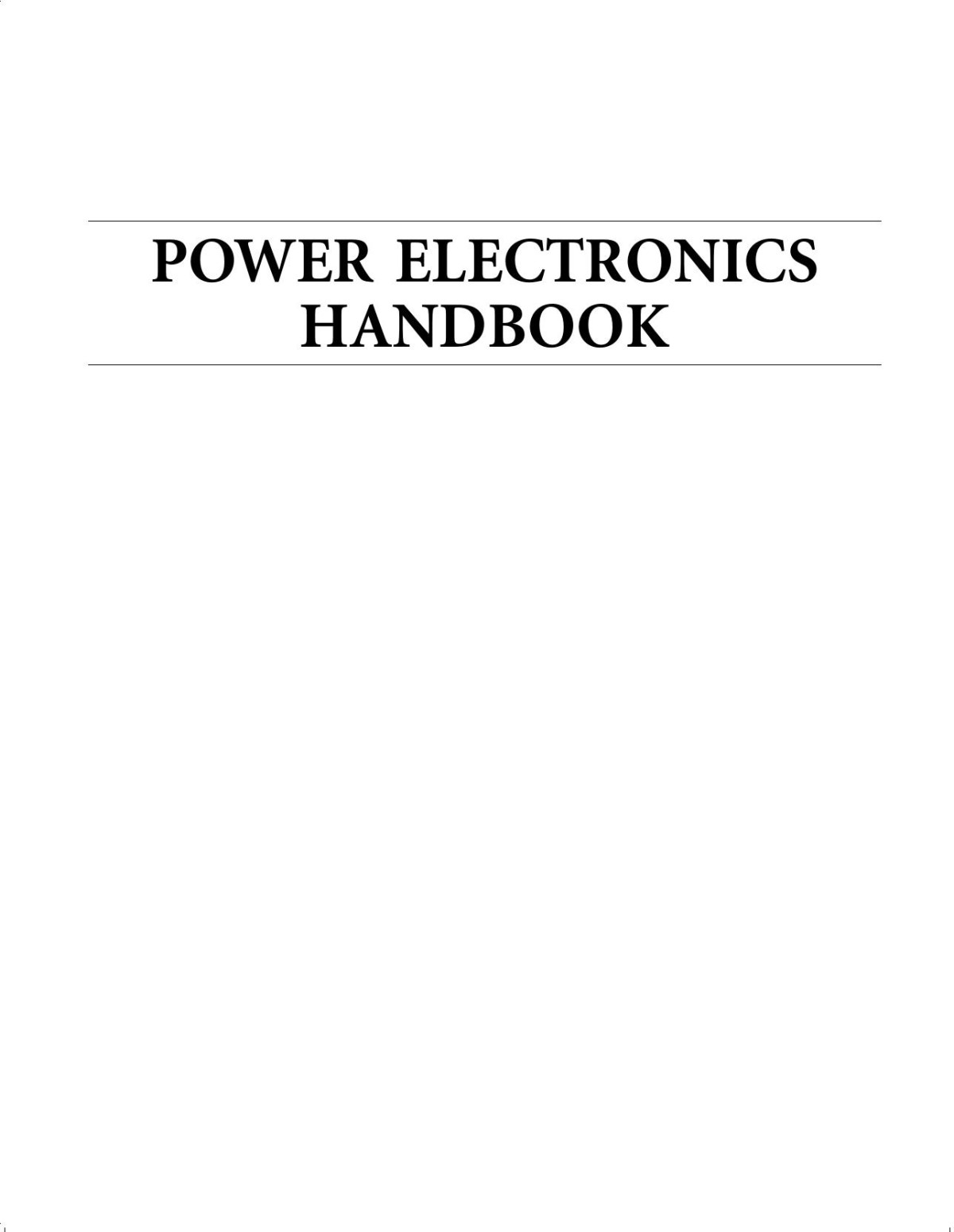Power Electronics Handbook Muhammad H Rashid