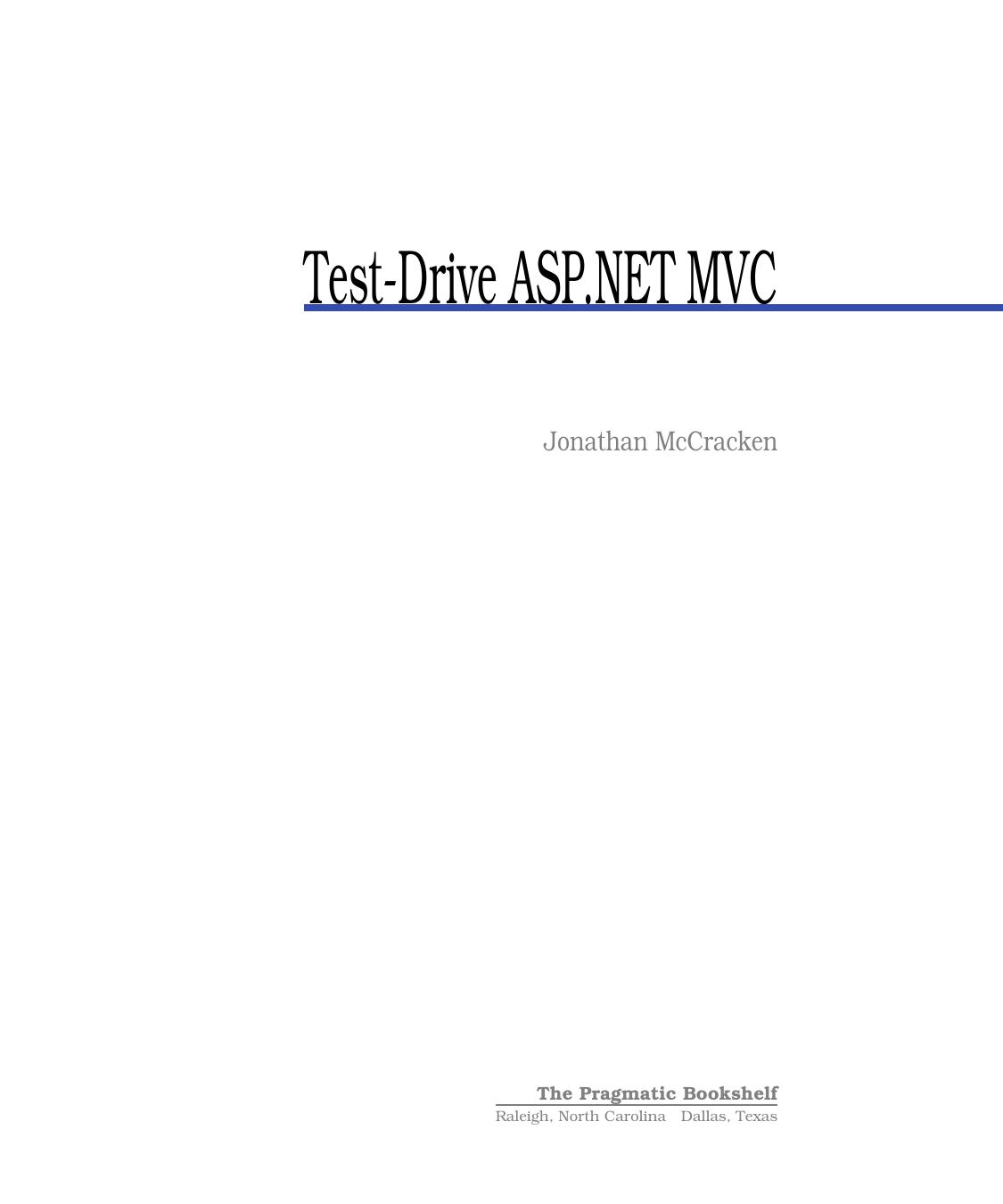 Testdrive Aspnet Mvc 1st Edition Jonathan Mccracken