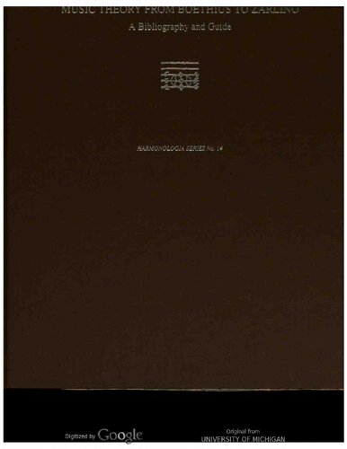 Music Theory From Boethius To Zarlino A Bibliography And Guide Harmonologia David Russell Williams