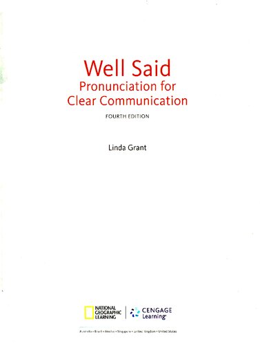 Well Said Pronunciation For Clear Communication 4th Ed 4th Edition Linda Grant