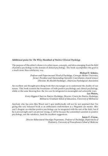 The Wiley Handbook Of Positive Clinical Psychology 2nd Edition Alex M Wood