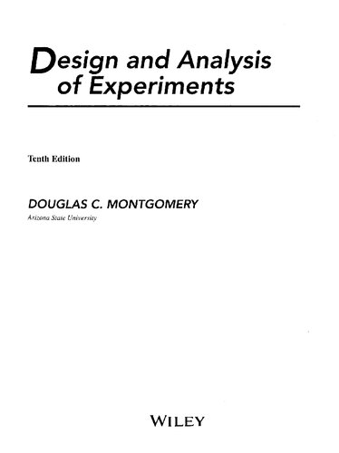 Design And Analysis Of Experiments 10th Edition Douglas C Montgomery