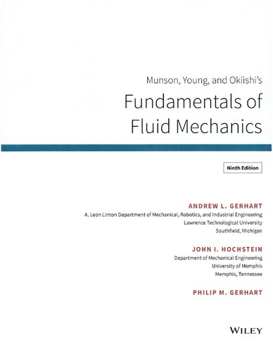 Munson Young And Okiishis Fundamentals Of Fluid Mechanics 9th Edition Philip M Gerhart