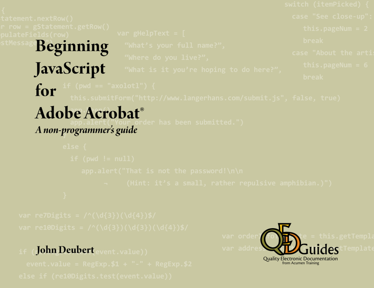 Beginning Javascript For Adobe Acrobat A Nonprogrammers Guide Ebook John Deubert