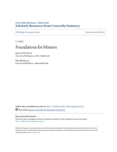 Foundations For Mission 13 Ms Emma Wildwood Peniel Rajkumar