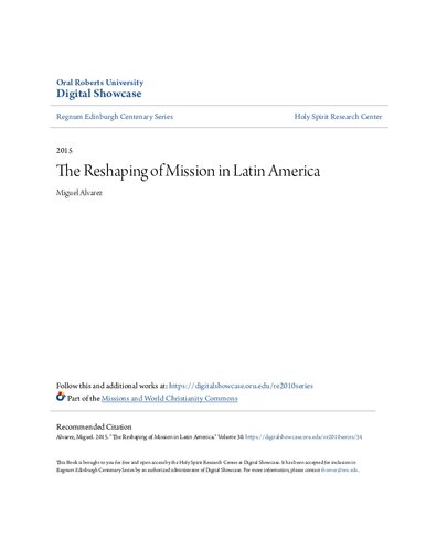 The Reshaping Of Mission In Latin America Edinburgh 2010 Projekt Miguel Alvarez Editor