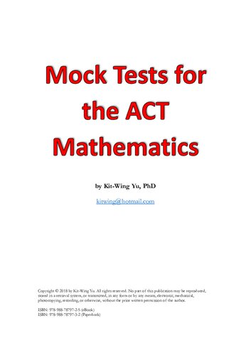 Mock Tests For The Act Mathematics Kitwing Yu