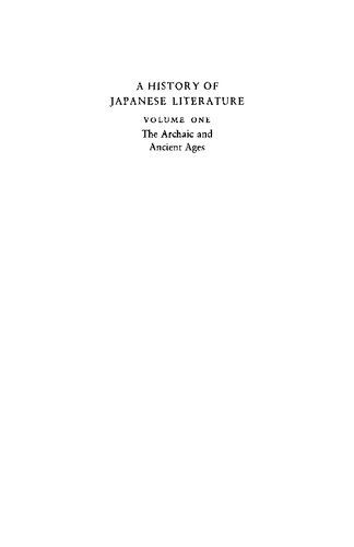 A History Of Japanese Literature Jinichi Konishi Earl Roy Miner