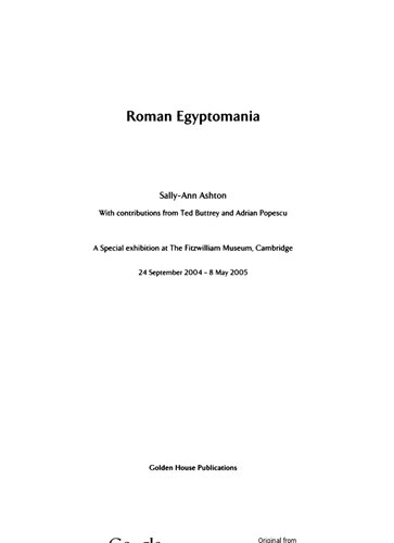 Roman Egyptomania Sallyann Ashton Theodore V Buttrey Adrian Popescu
