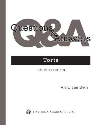 Questions Answers Torts 4th Edition Anita Bernstein