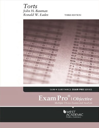 Exam Pro On Torts Objective 3rd Edition John H Eades Bauman Ronald W