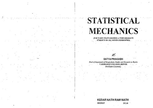 Statistical Mechanics Satya Prakash