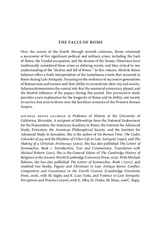 The Falls Of Rome Crises Resilience And Resurgence In Late Antiquity Michele Renee Salzman