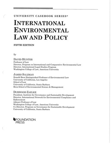 International Environmental Law And Policy 5th University Casebook Series 5th Edition David Hunter