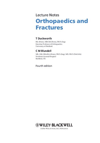 Lecture Notes Orthopaedics And Fractures T Duckworth Cm Blundell