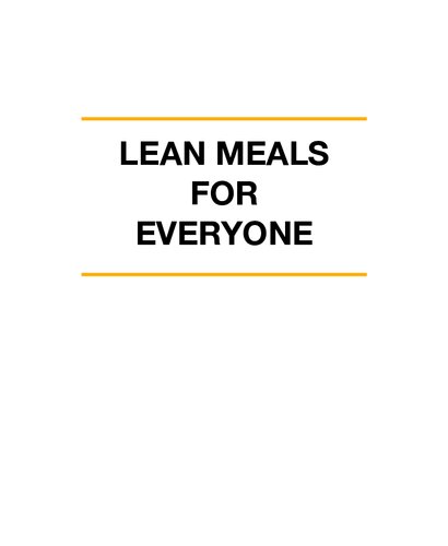 Lean Meals For Everyone Dr Jonathan S Lee