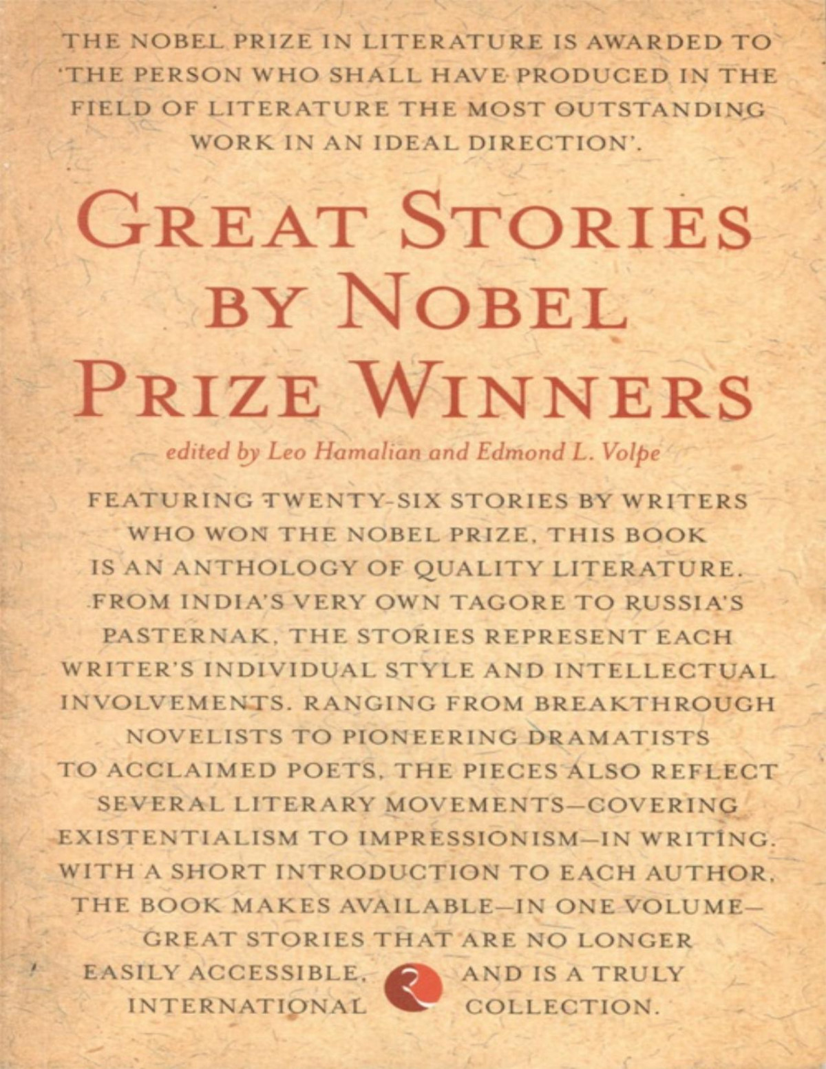 Great Stories By Nobel Prize Winners Edmond Lvolpe Leo Hamalian