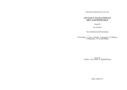 Apuleius Madaurensis Metamorphoses Book Xi The Isis Book Wytse Hette Keulen