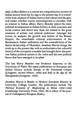 Italy A Short History Harry Hearder Jonathan Morris