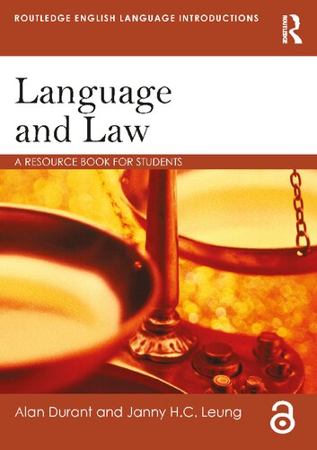 Language And Law A Resource Book For Students 1st Edition Alan Durant