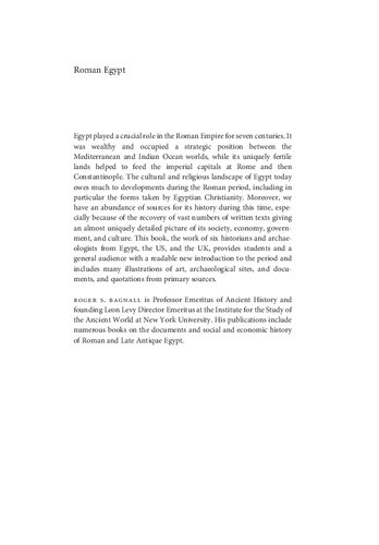 Roman Egypt A History Roger S Bagnall