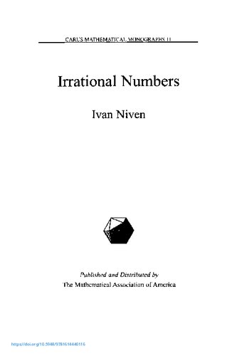 Irrational Numbers 6th Printing Ivan Niven