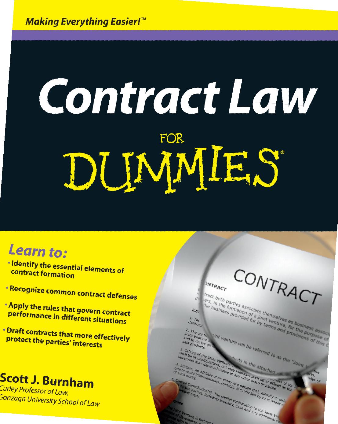 Contract Law For Dummies Scott J Burnham
