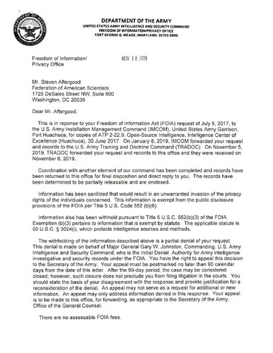 Us Army Opensource Intelligence Atp 2229 June 2017 Redacted Version Department Of The Army