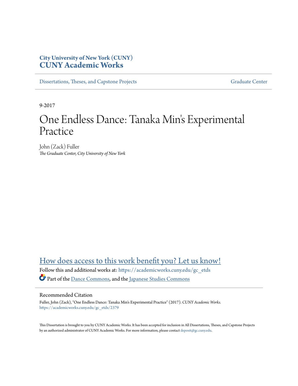 One Endless Dance Tanaka Mins Experimental Practice Butoh John Fuller