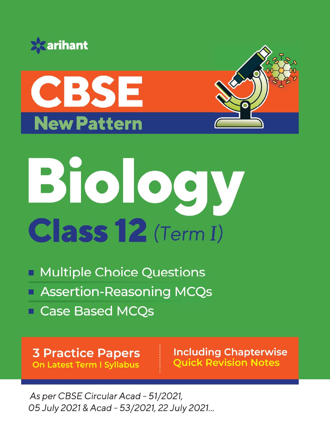Cbse New Pattern Biology Class 12 For 202122 Exam Mcqs Based Book For Term 1 Arihant Prakashan School Division Series