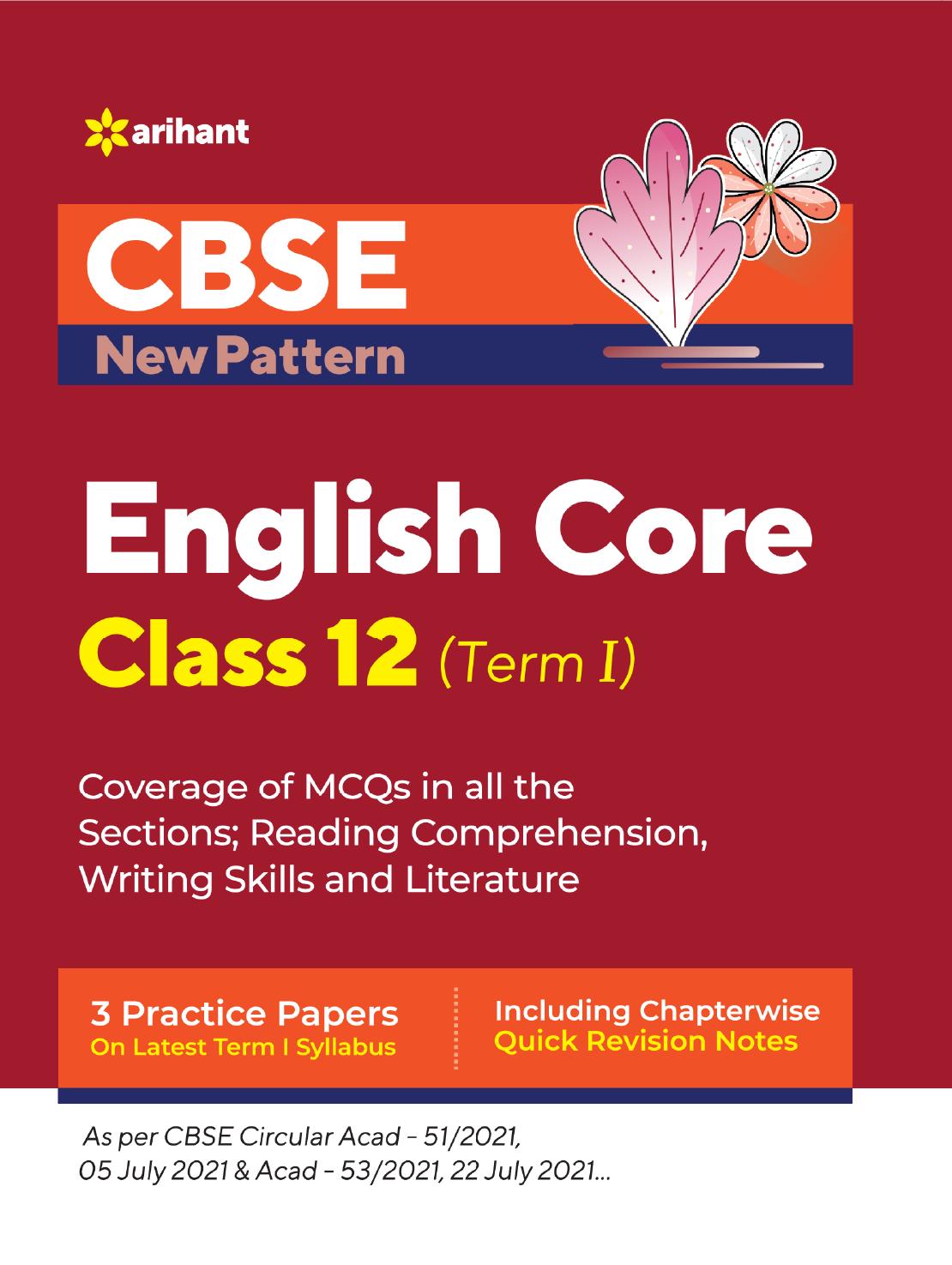 Cbse New Pattern English Core Class 12 For 202122 Exam Mcqs Based Book For Term 1 Arihant Prakashan School Division Series