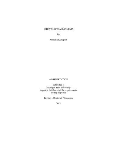 Dissertation Situating Tamil Cinema Amrutha Kunapulli