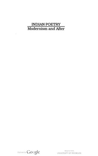 Indian Poetry Modernism And After A Seminar Saccidanandan