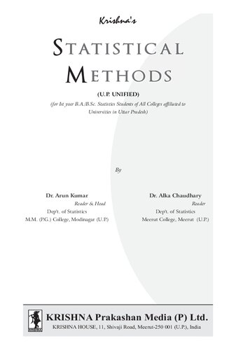 Krishnas Statistical Methods 11th Edition Arun Kumar