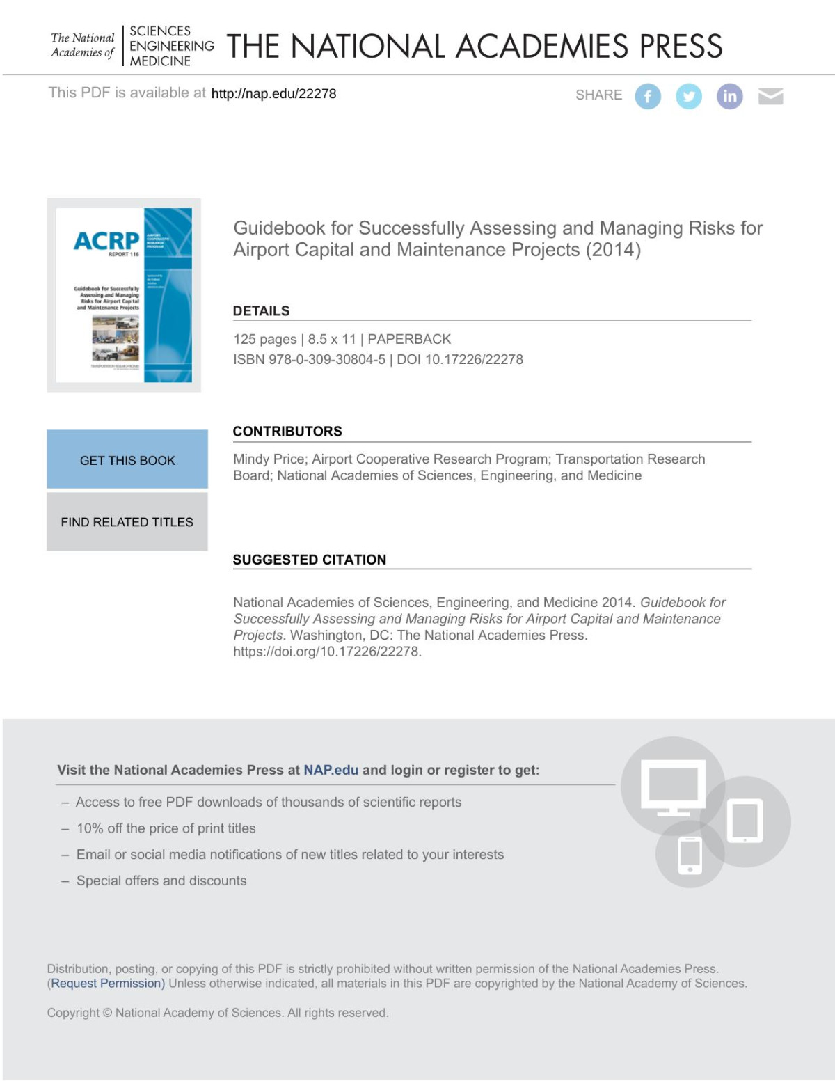 Guidebook For Successfully Assessing And Managing Risks For Airport Capital And Maintenance Projects Mindy Price Airport Cooperative Research Program