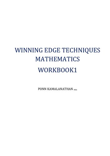 Winning Edge Maths Workbook 1 Ponn Kamalanathan