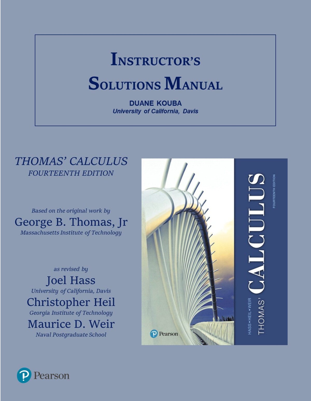 Thomas Calculus Solutions Manual 14th Edition Duane Kouba George Thomas