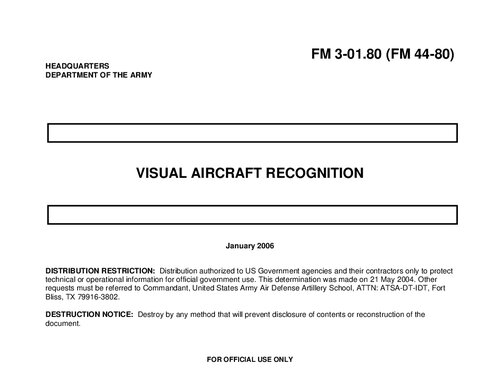 Us Army Visual Aircraft Recognition Fm 30180 Fm 4480 2006 Department Of The Army
