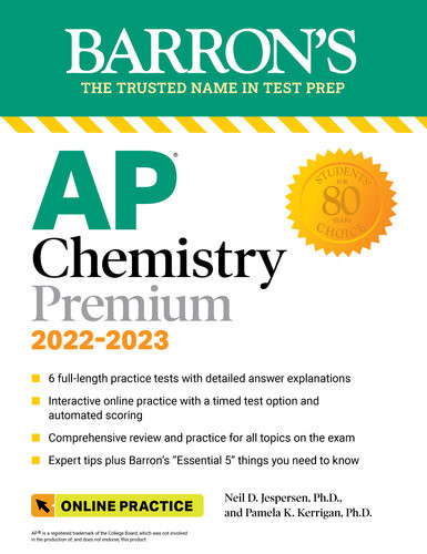 Ap Chemistry Premium With 6 Practice Tests Neil D Jespersen Pamela Kerrigan