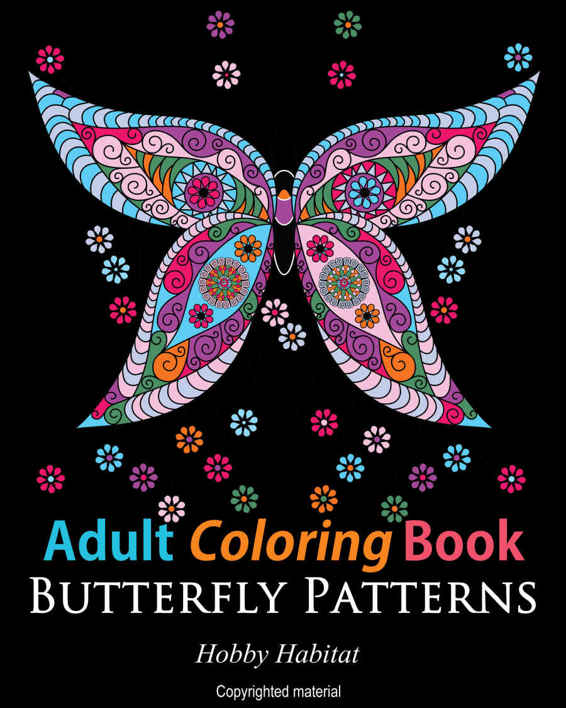 Adult Coloring Book Butterfly Patterns Hobby Habitat Coloring Books