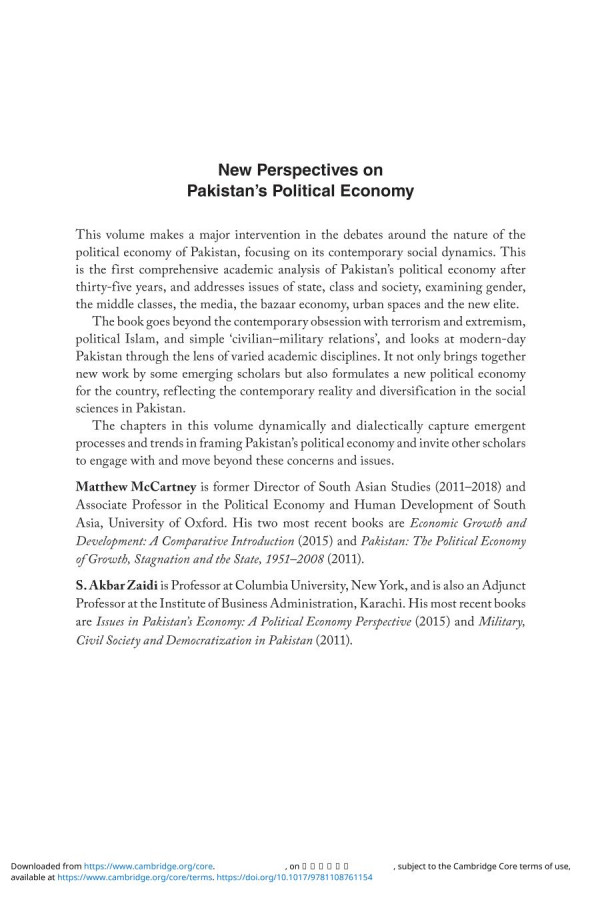 New Perspectives On Pakistans Political Economy State Class And Social Change 1st Edition Matthew Mccartney