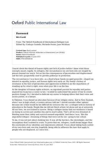 The Oxford Handbook Of International Refugee Law Cathryn Costello Michelle Foster Jane Mcadam
