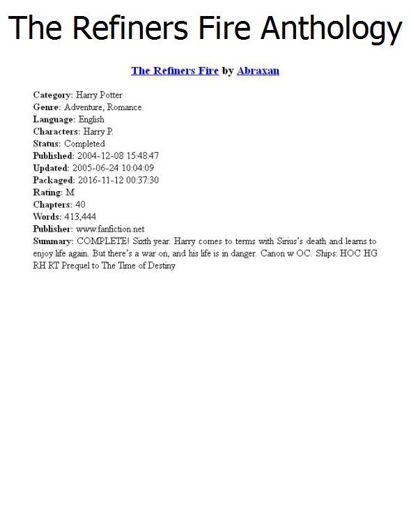 The Refiners Fire Anthology Abraxan Abraxan