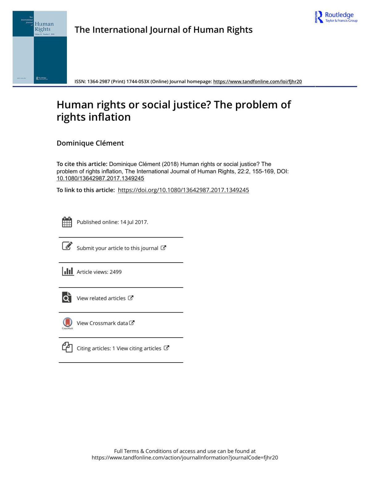 Human Rights Or Social Justice The Problem Of Rights Inflation Dominique Clment