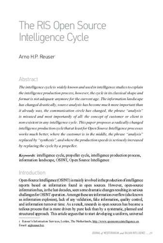 The Ris Open Source Intelligemce Cycle Arno Hp Reuser