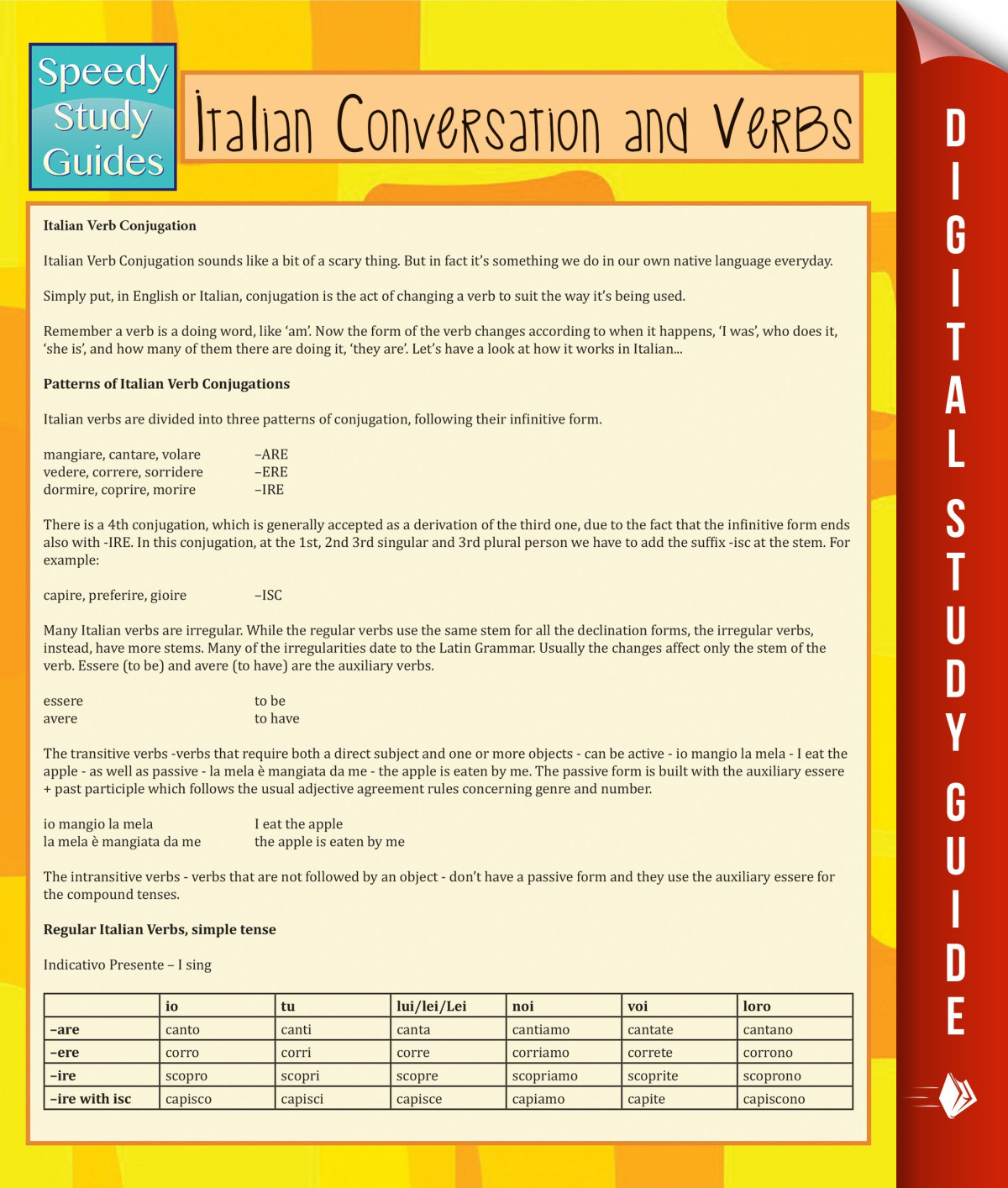Italian Conversation And Verbs Speedy Language Study Guide Publishing