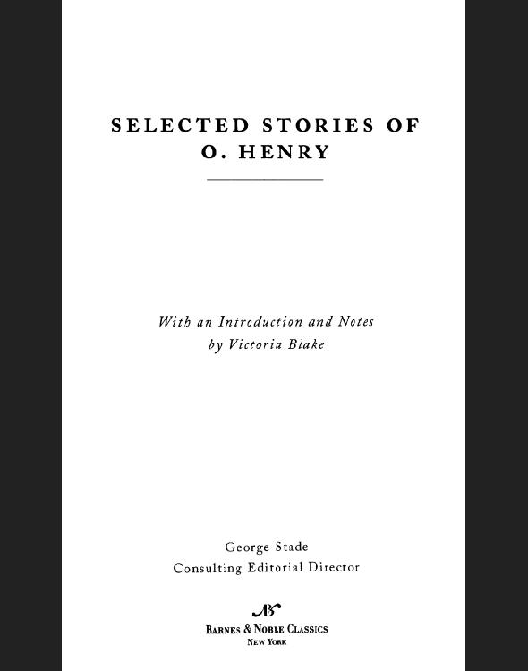 Selected Stories Of O Henry Barnes Noble Classics Series