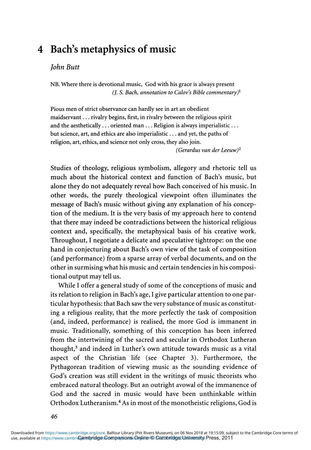 The Cambridge Companion To Bach John Butt Edt