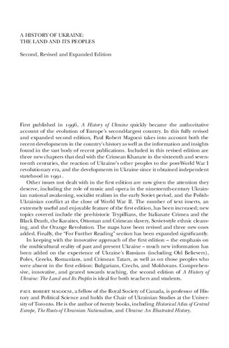 History Of Ukraine The Land And Its Peoples 2nd Edition Paul Robert Magocsi
